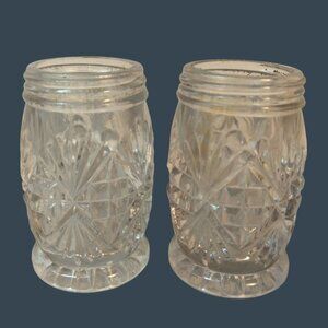 Vintage Clear Cut Glass Salt Pepper Shakers Elegant Mini Vase Wedding Craft Art